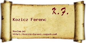 Kozicz Ferenc névjegykártya