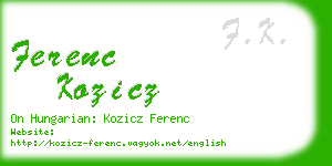 ferenc kozicz business card